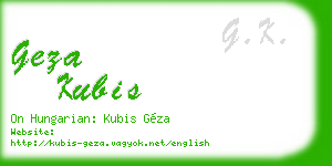 geza kubis business card